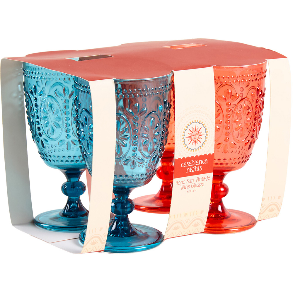 Set of 4 Casablanca Nights Boho Sun Vintage Wine Glasses Image 5