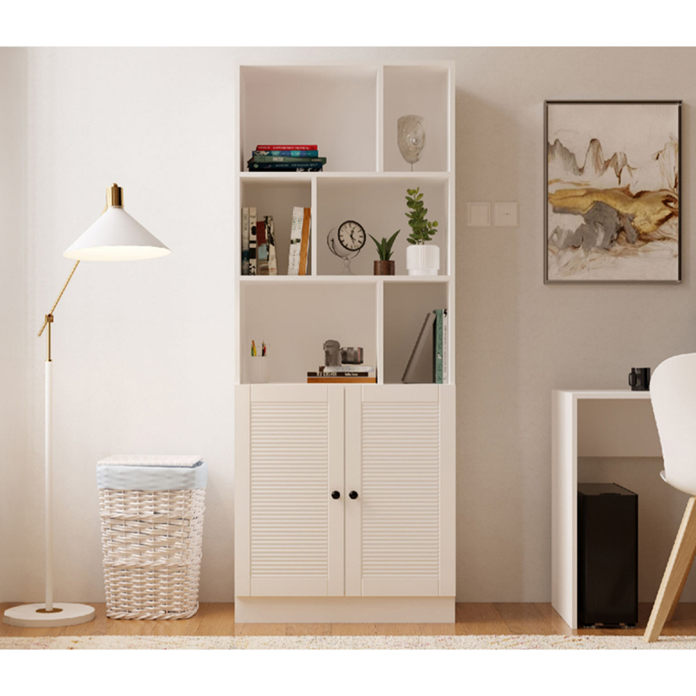 Evu Elise 2 Door 6 Shelf White Bookcase Image 3