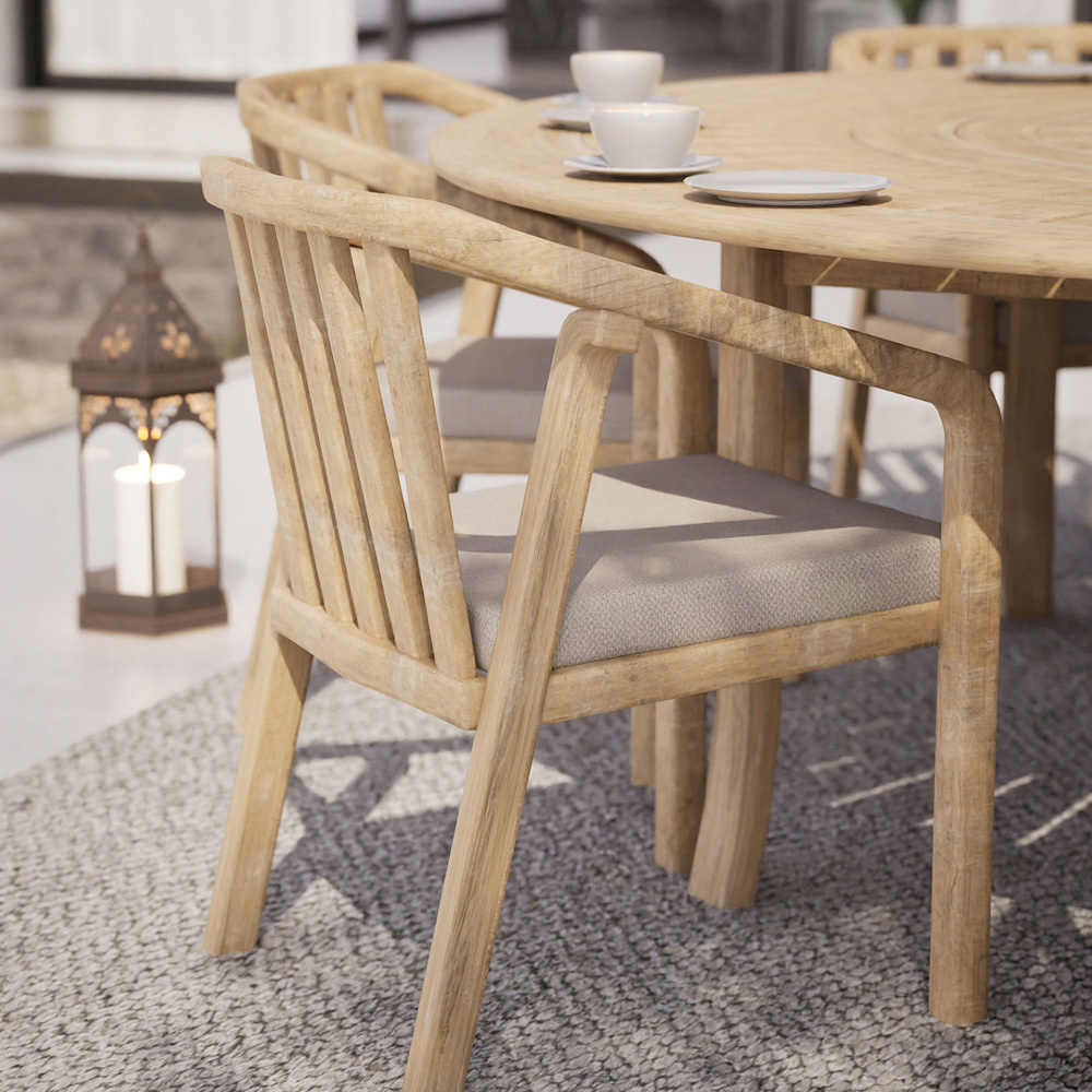 Royalcraft Maris 8 Seater Light Teak Acacia Wood Round Outdoor Bistro Set Image 5