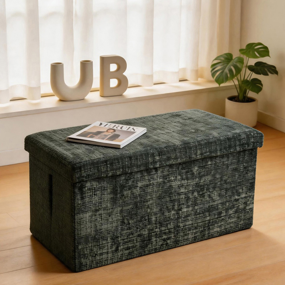 Chenille Storage Trunk Emerald Image 3