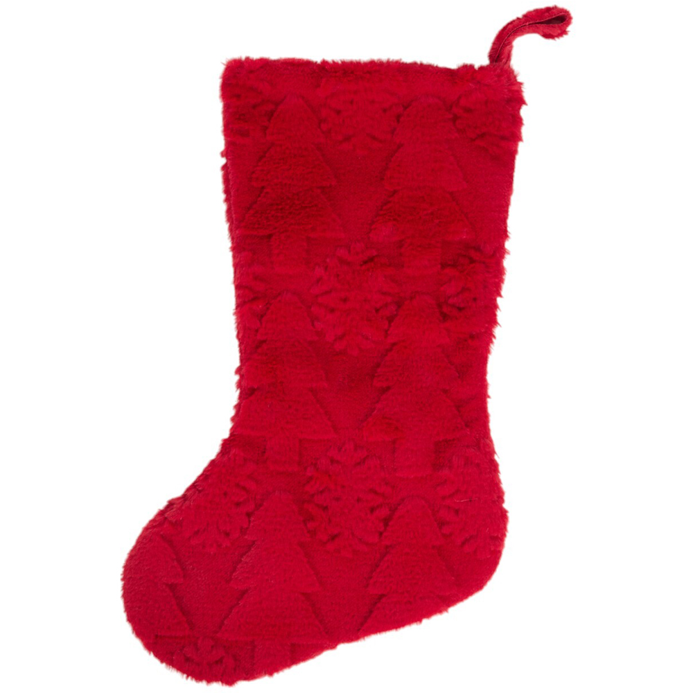 Christmas Tree Embossed StockingRed Image 3