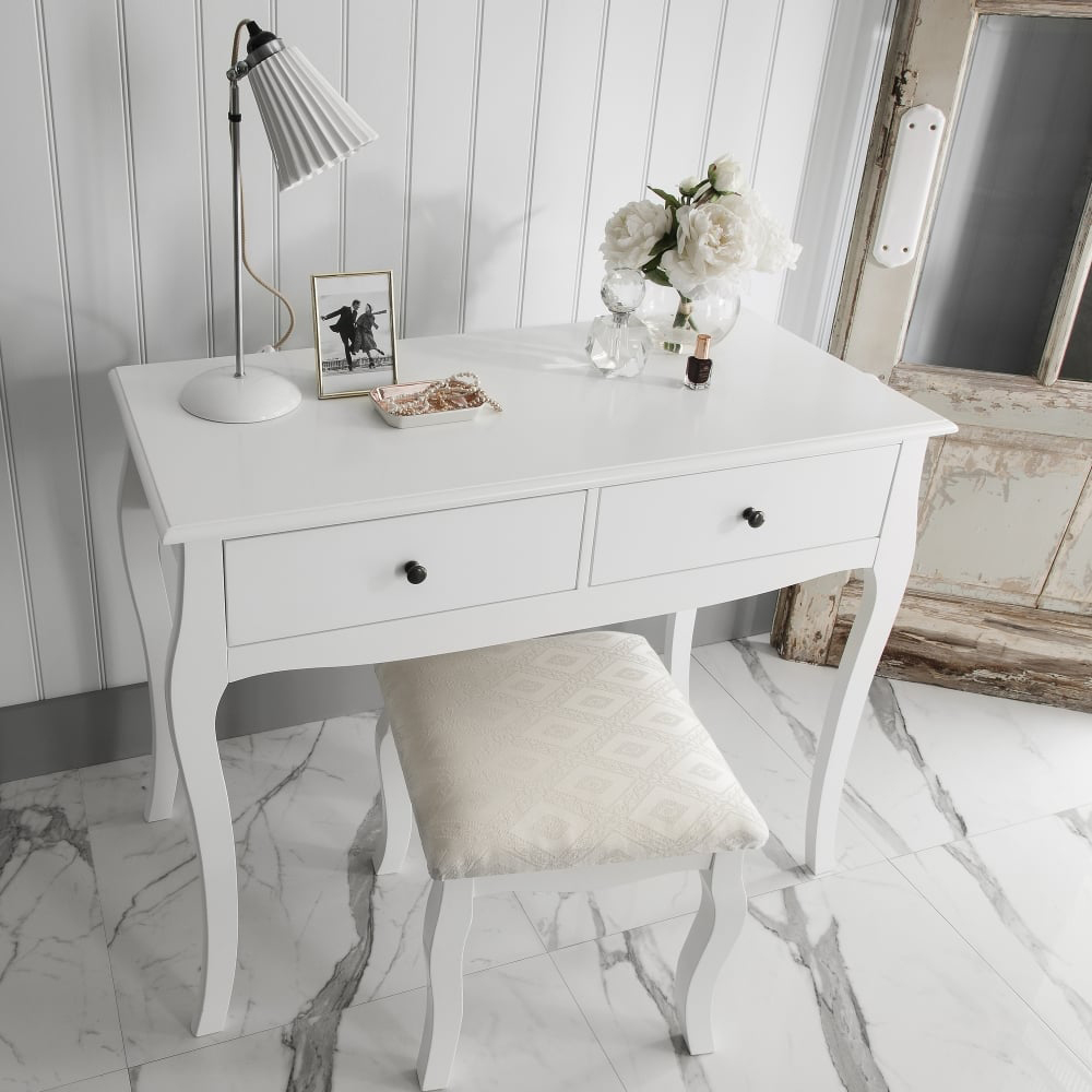 Noa and Nani Camille 2 Drawer White Dressing Table and Stool Set Image 8