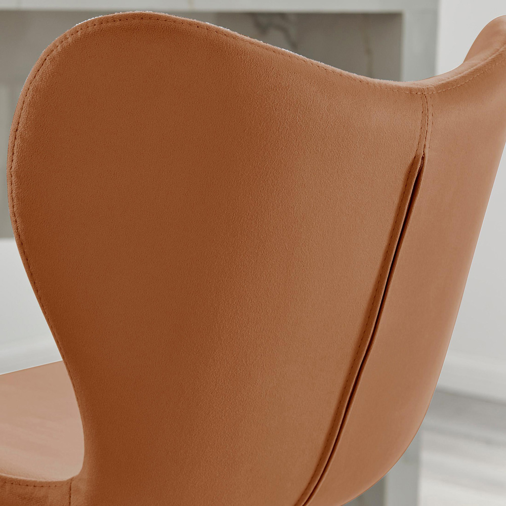 Furniturebox Mandy Orange and Black Velvet Bar Chair Set of 2 Image 3