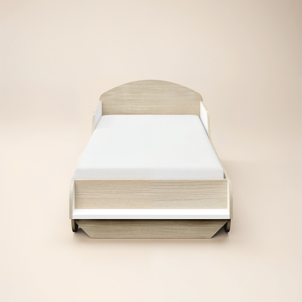 Flair Oliver Single White and Oak Car Wooden Bed Image 3