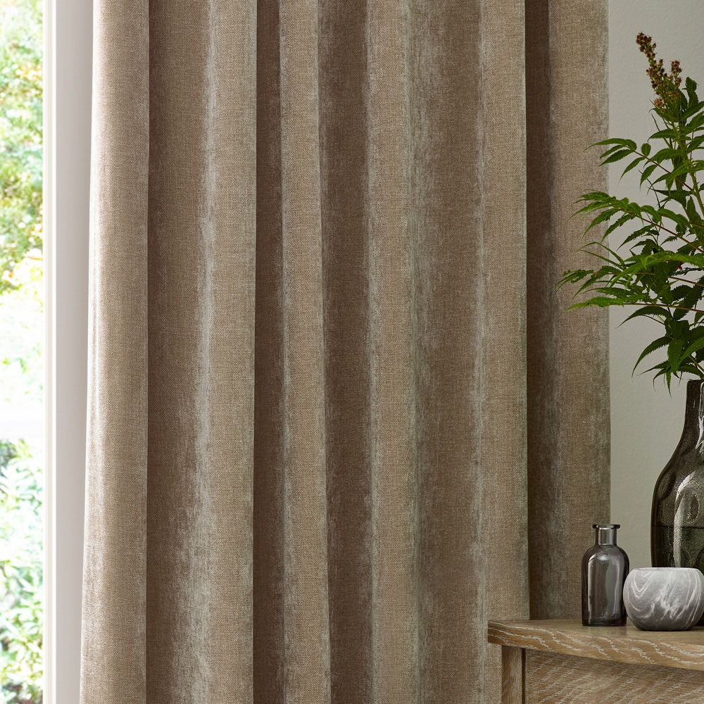 Yard Heavy Natural Chenille Velvet Pencil Pleat Curtains 229 x 229cm Image 2