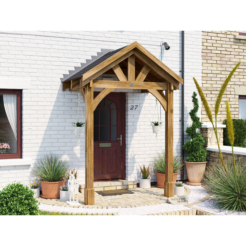 Dunster House Thunderdam 2 x 1.5m Brown Full-Height Porch Canopy with Black Shingle and 2 Posts Image 3