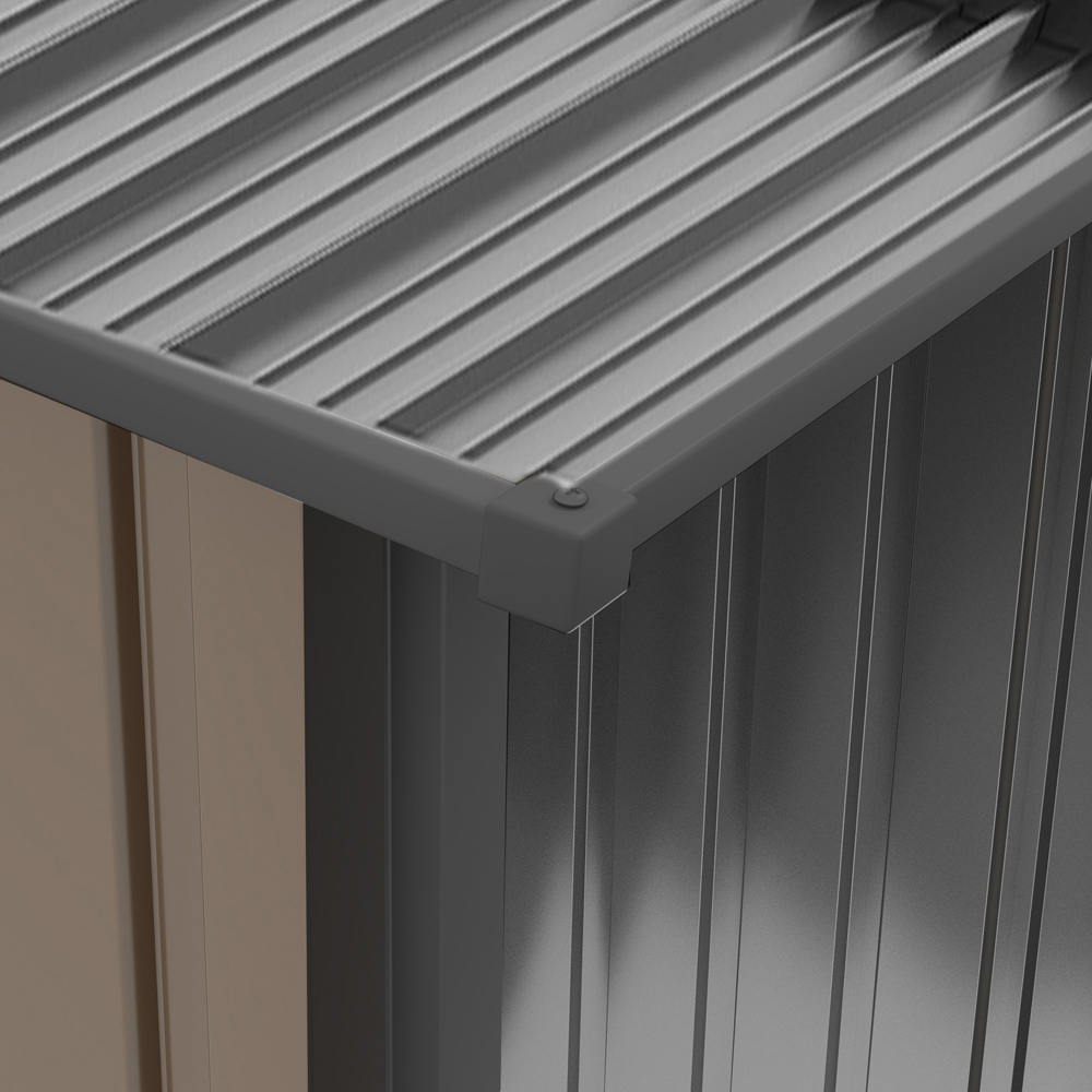 Outsunny 3.1 x 3.2ft Brown Metal Garden Storage Shed with Lockable Door Image 3