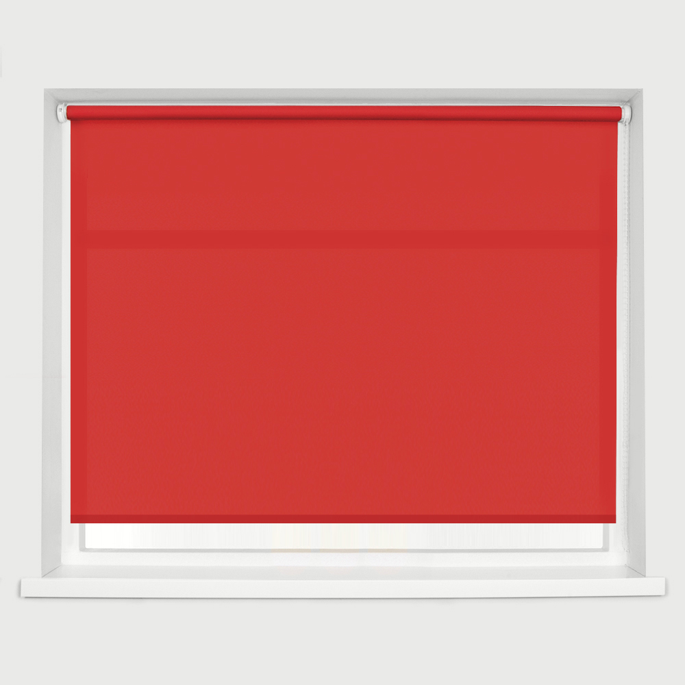 Caecus Straight Edge Roller Blind Red 120cm Image 1