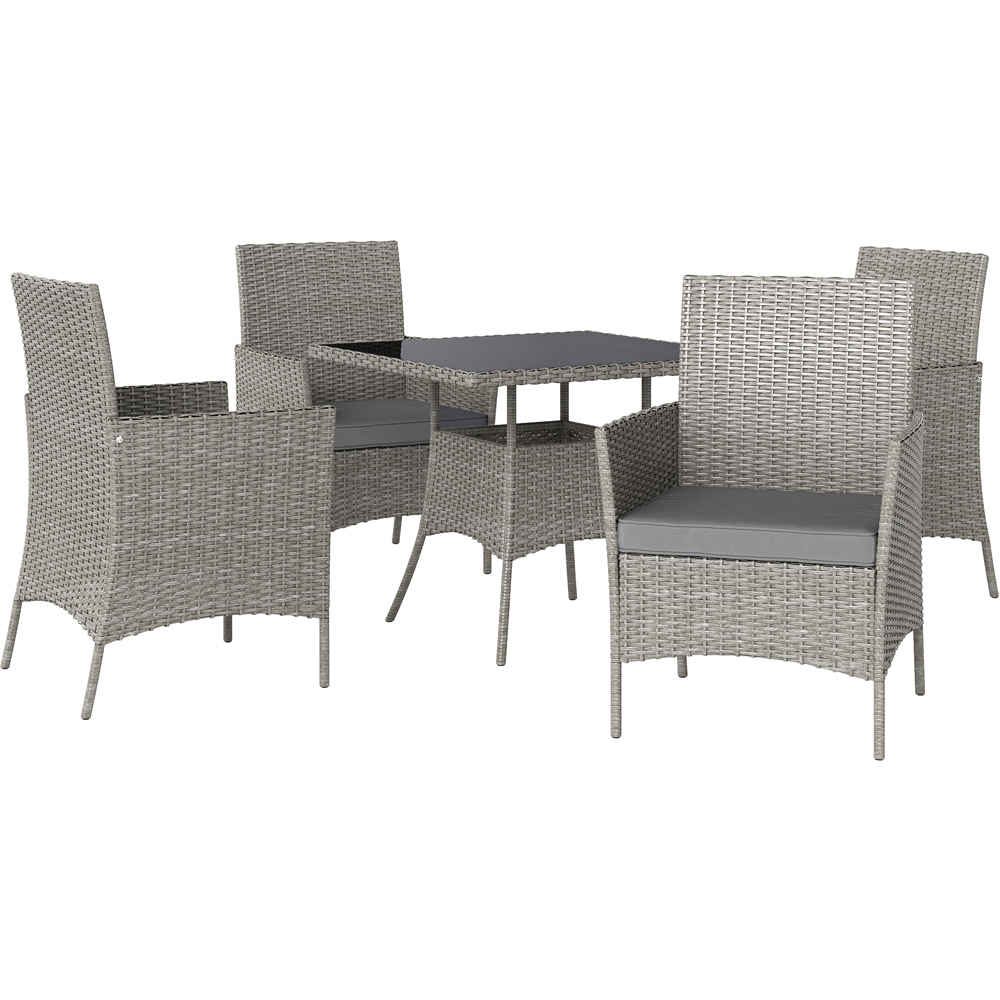 Outsunny 4 Seater Rattan Dining Set Light Grey Image 2
