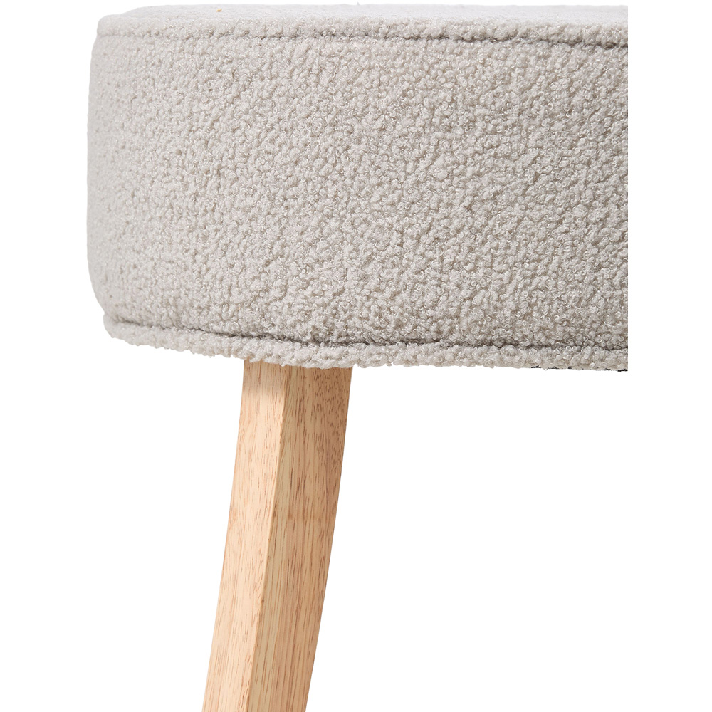 Living and Home Grey Teddy Fleece Button Tufted Vanity Stool Image 6