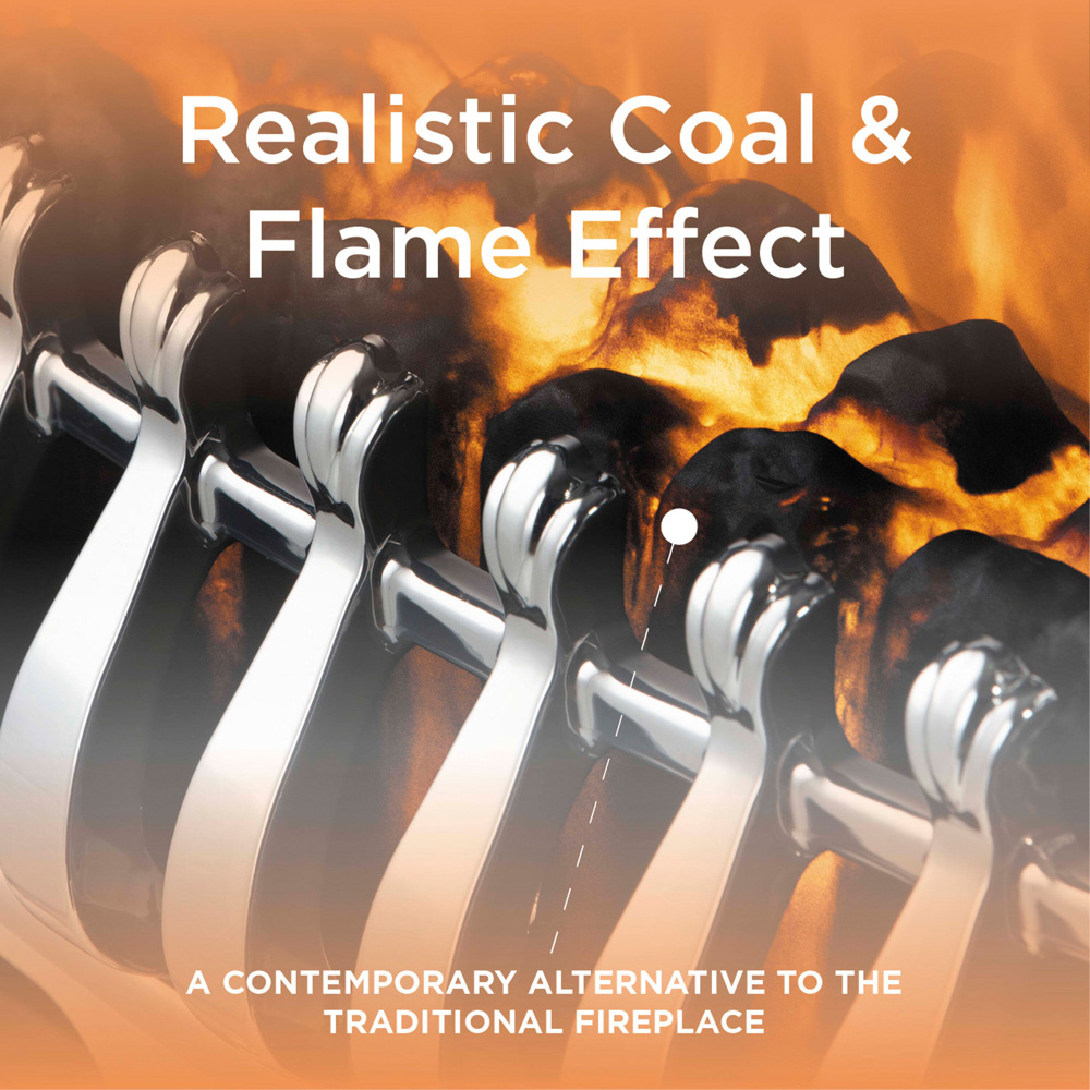 Warmlite Whitby Chrome Inset Electric Fire with Realistic Flame Effect 2000W 19 inch Image 6