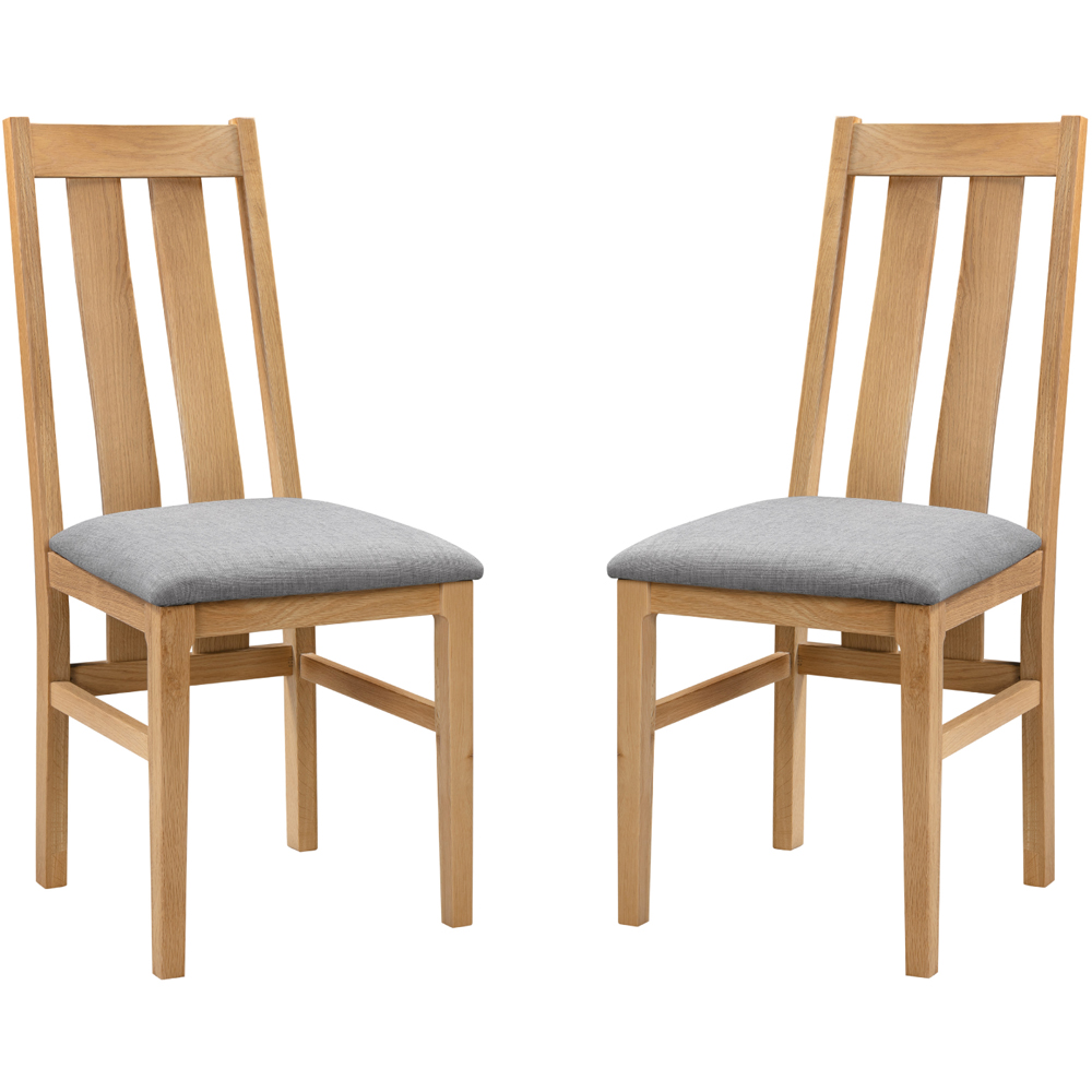 Julian Bowen Cotswold Set of 2 Oak and Veener Grey Dining Chair Image 2