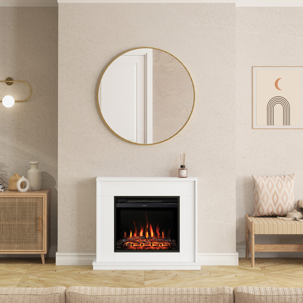 Be Modern Farleigh Timber Ash White Electric Fireplace with Remote Control 2000W 38 inch Image 6