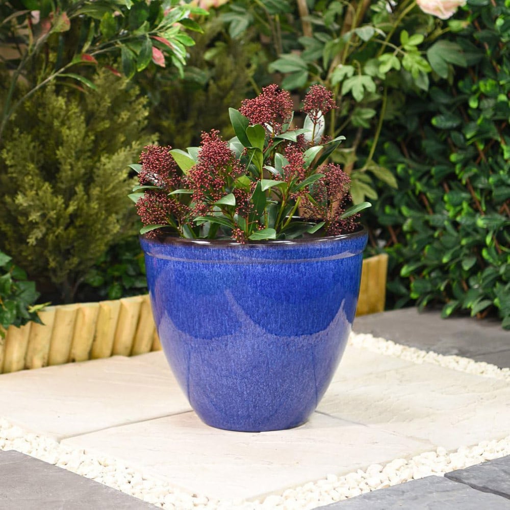 Garden Gear Bell Ocean Blue Glazed Planter 39.5cm Image 2