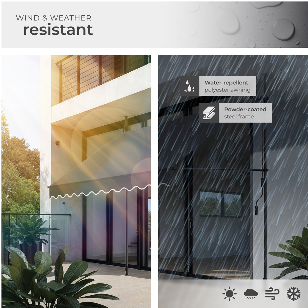 tectake Black and Grey Retractable Awning 2.5 x 1.8m Image 4