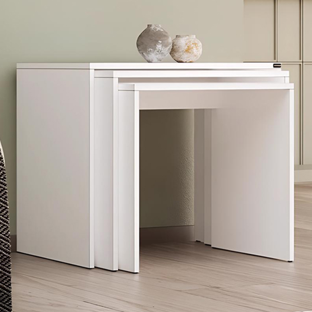 FWStyle White Scratch Resistant Nest of Tables Set of 3 Image 1