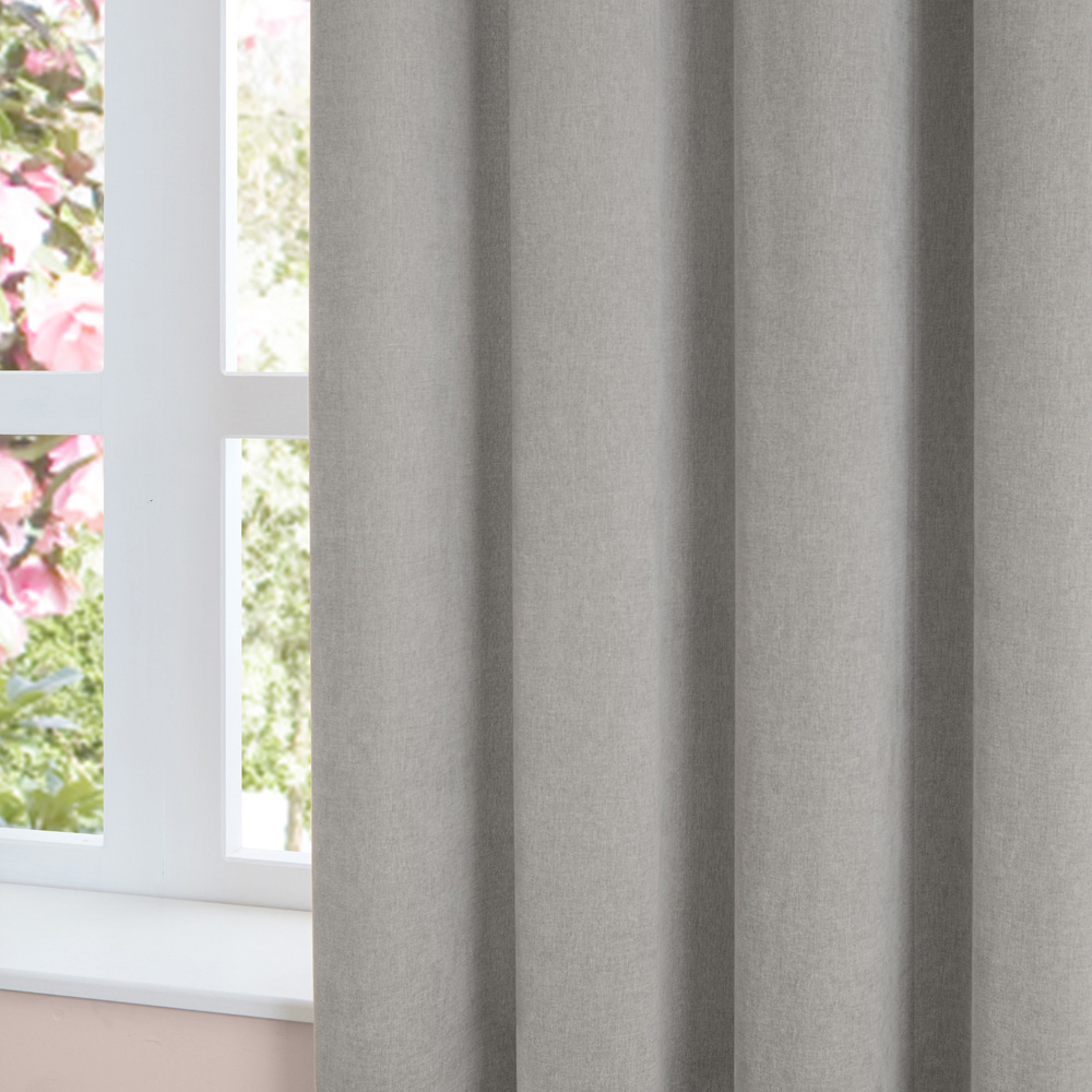 Furn Soft Chenille Silver Blackout Pencil Pleat Curtains 229 x 229cm Image 3