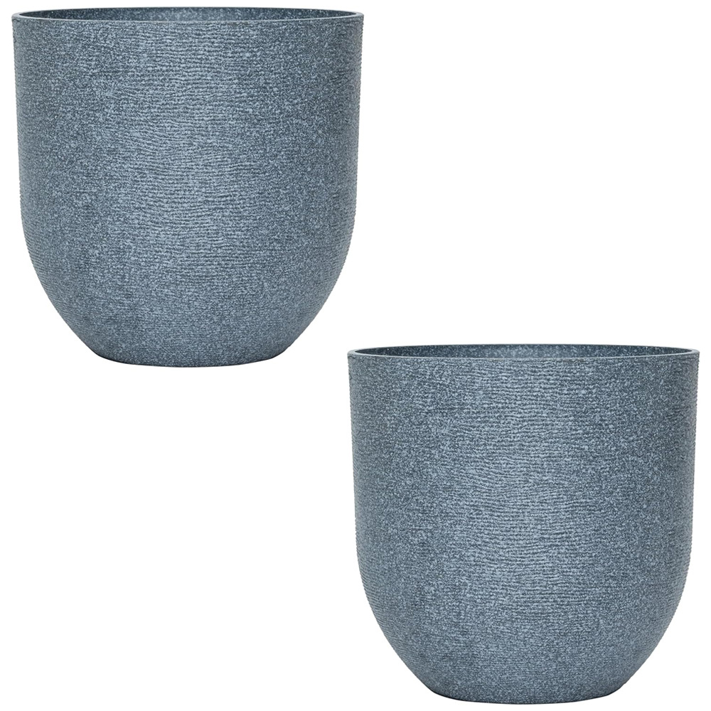 Garden Gear Grey Stone Effect Planter 26cm 2 Pack Image 1