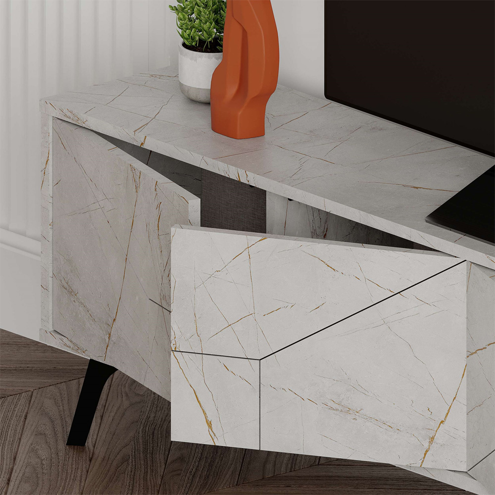 Decortie Dune 4 Door Gold Marble Effect TV Stand Image 3