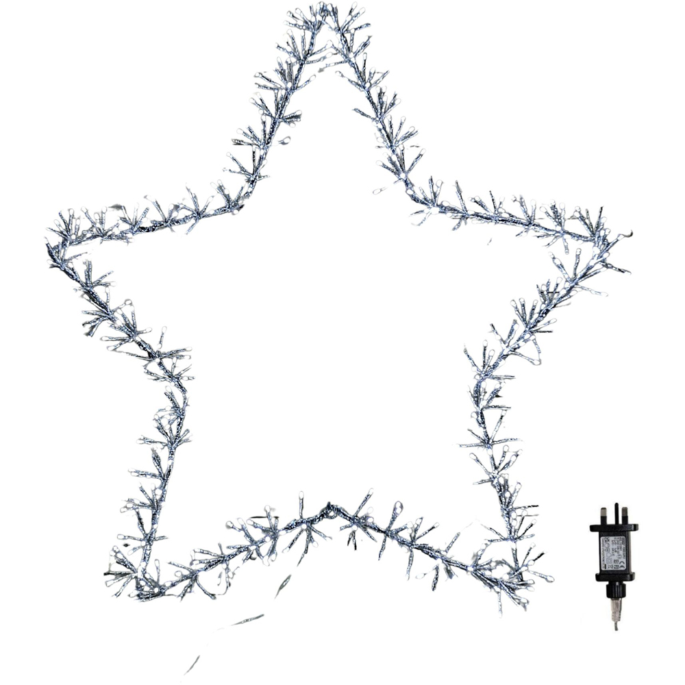 Premier 480 White LED Silver Star Christmas Cluster Light 120cm Image 2
