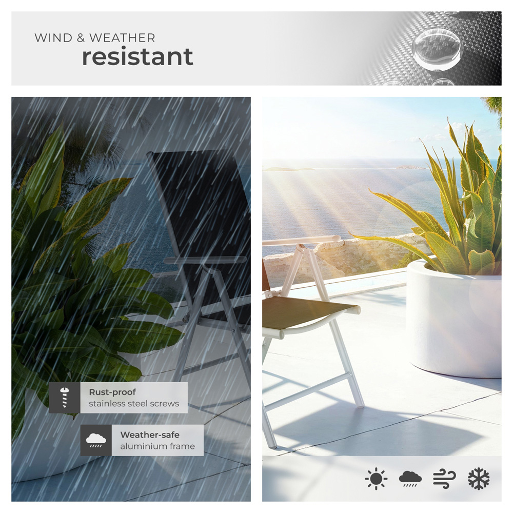 tectake Marilena Set of 8 Silver Adjustable Garden Chair Image 7