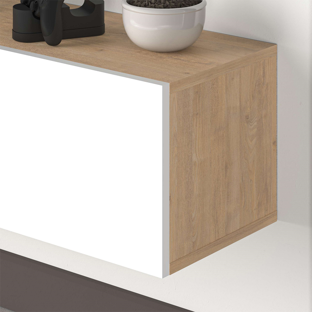 Decortie Francy Oak and White TV Stand with Storage Cabinet Image 3