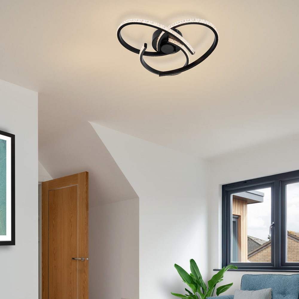 Cosylyte Moora 3 Light Matt Black Curved Beaded LED Ceiling Light Image 6