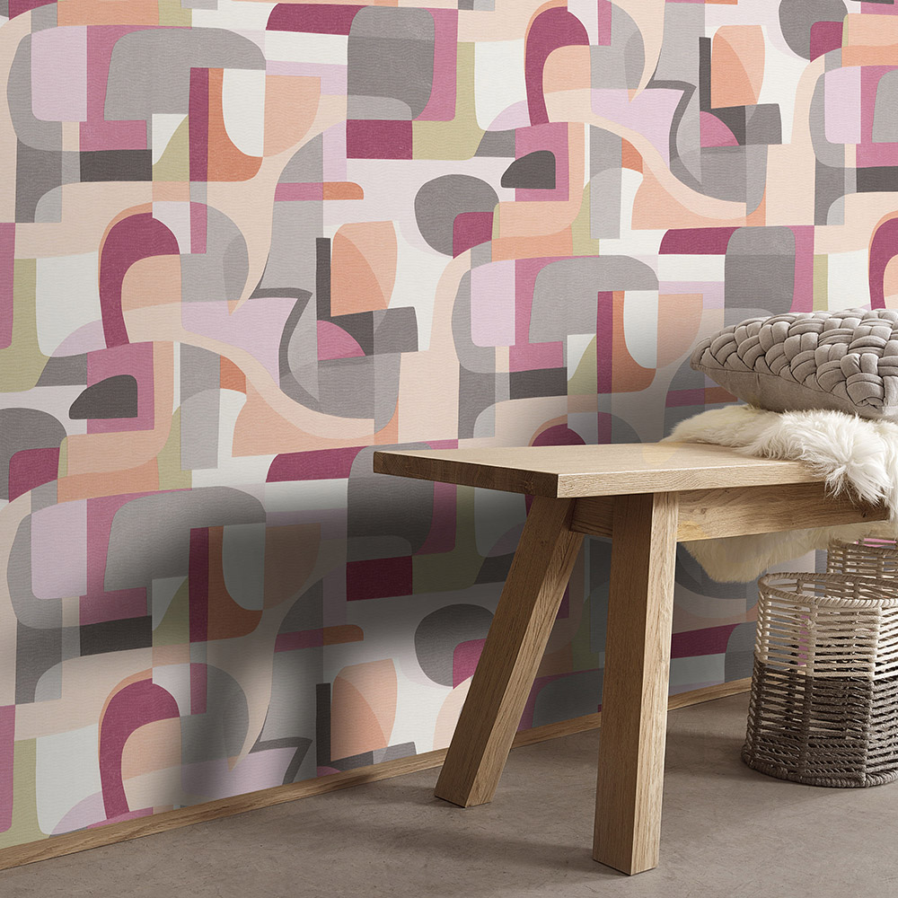 Erismann Fragment Geometric Violet Vinyl Wallpaper Image 4