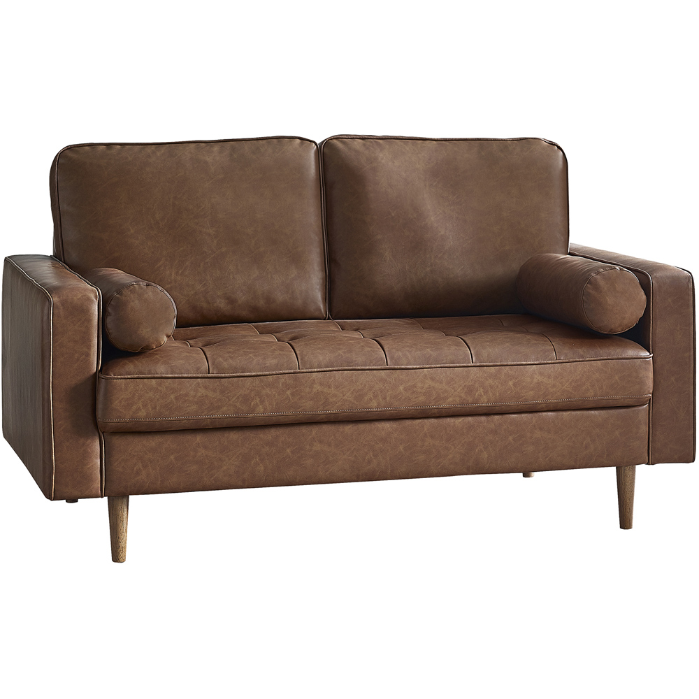 Julian Bowen Henley 2 Seater Brown Faux Leather Sofa Image 2