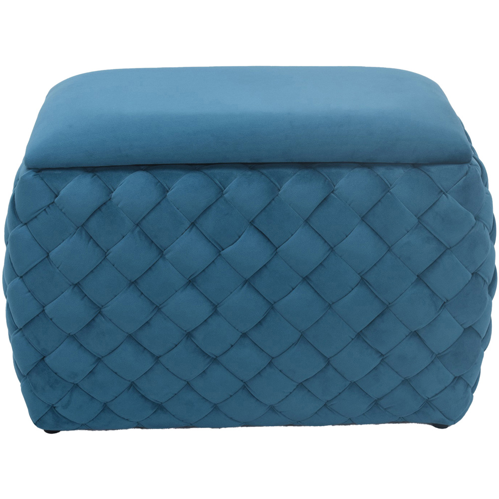 Artemis Home Plumeo Teal Velvet Storage Ottoman Image 4
