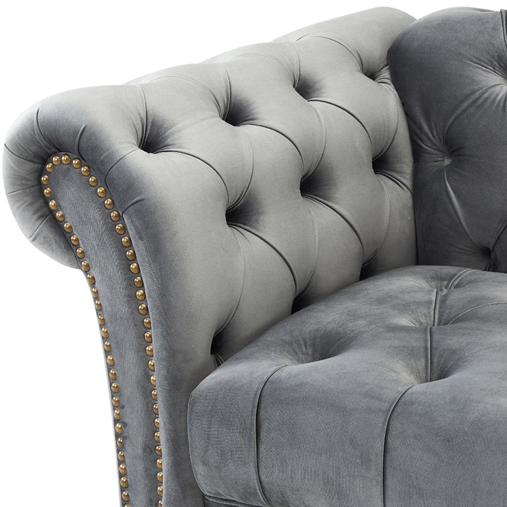 Home Detail Mayfair 3 Seater Grey Velvet Curved Sofa Image 7