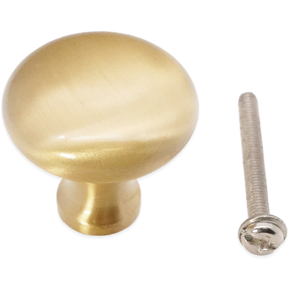 Spira Brass Mushroom Satin Brass Medium 32mm Cupboard Knob Image 4