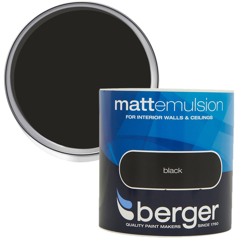 Berger Matt Emulsion - Black 2.5L. Image 1