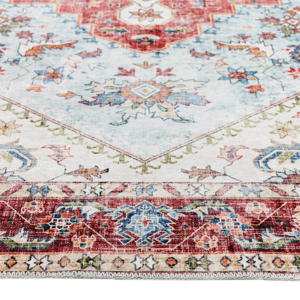 Origins My Washable Blue and Red Marrakesh Rug 67 x 200cm Image 4
