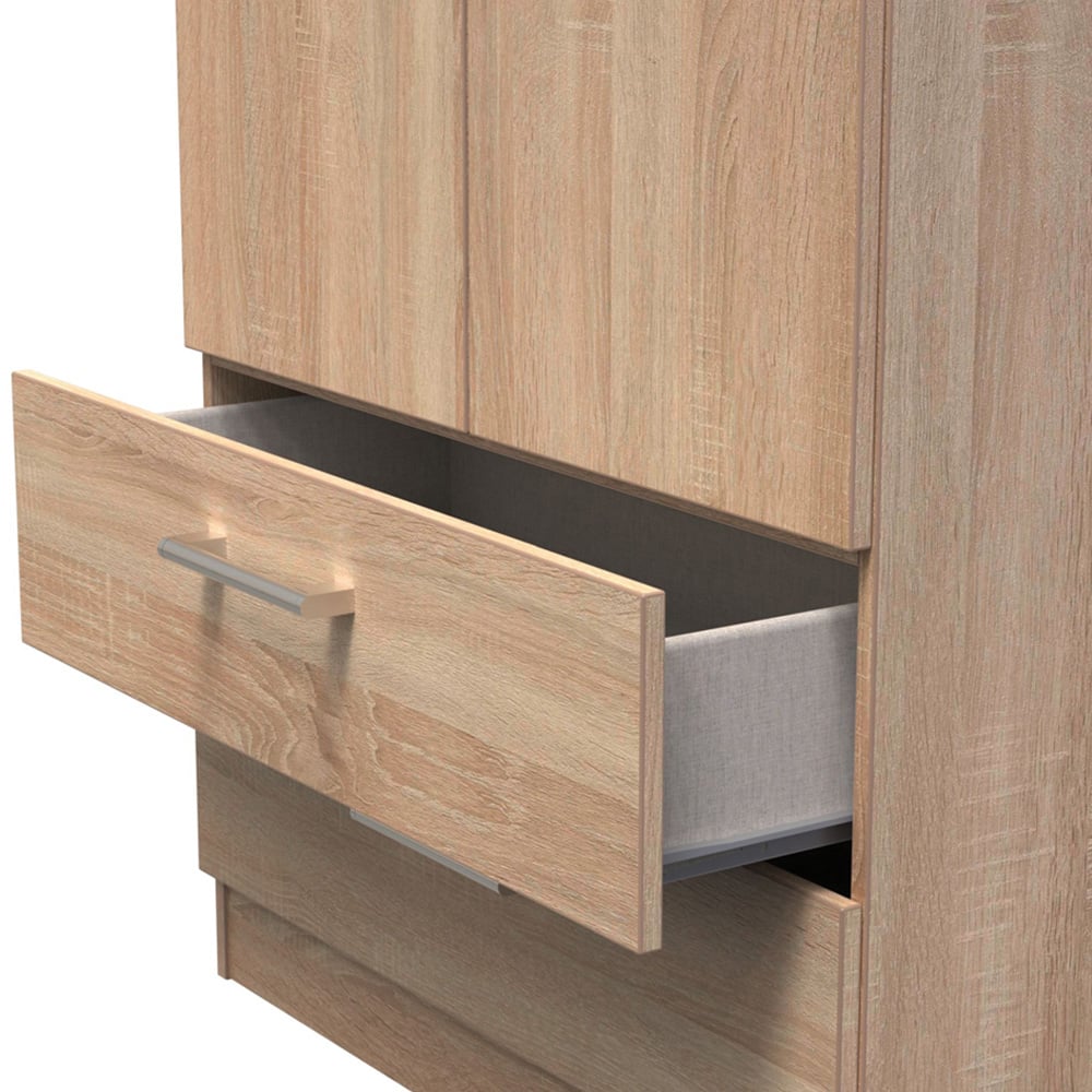 Crowndale Devon Ready Assembled 2 Door 2 Drawer Bardolino Oak Wardrobe Image 7
