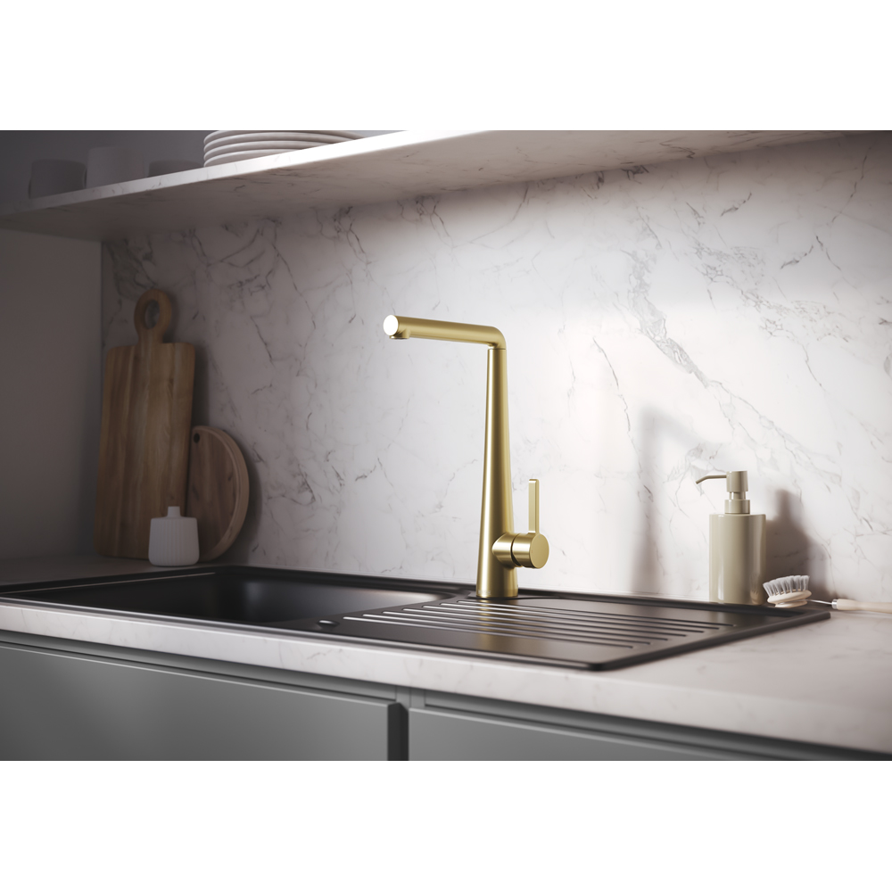 Bristan Pine Brushed Brass Easyfit Kitchen Mono Sink Mixer Tap Image 5