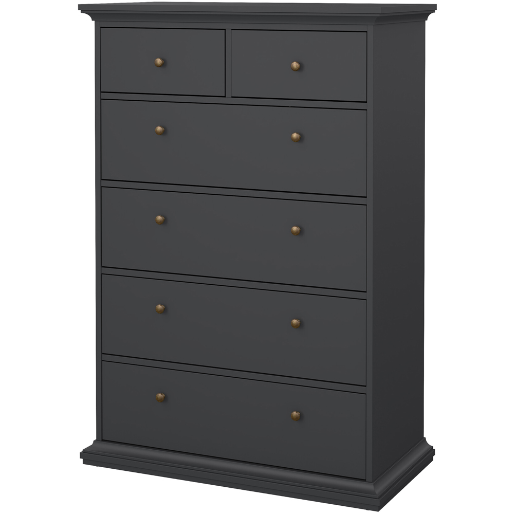 Florence Paris 6 Drawer Matt Grey Chest of Drawers Image 3