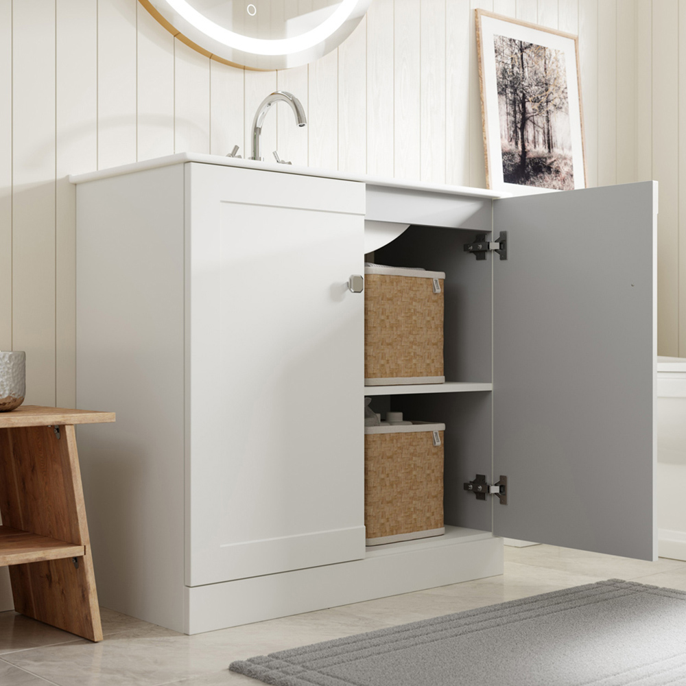 Bathstore Byron Single Door White Midi Wall Hung Tall Storage Unit 300mm Image 2