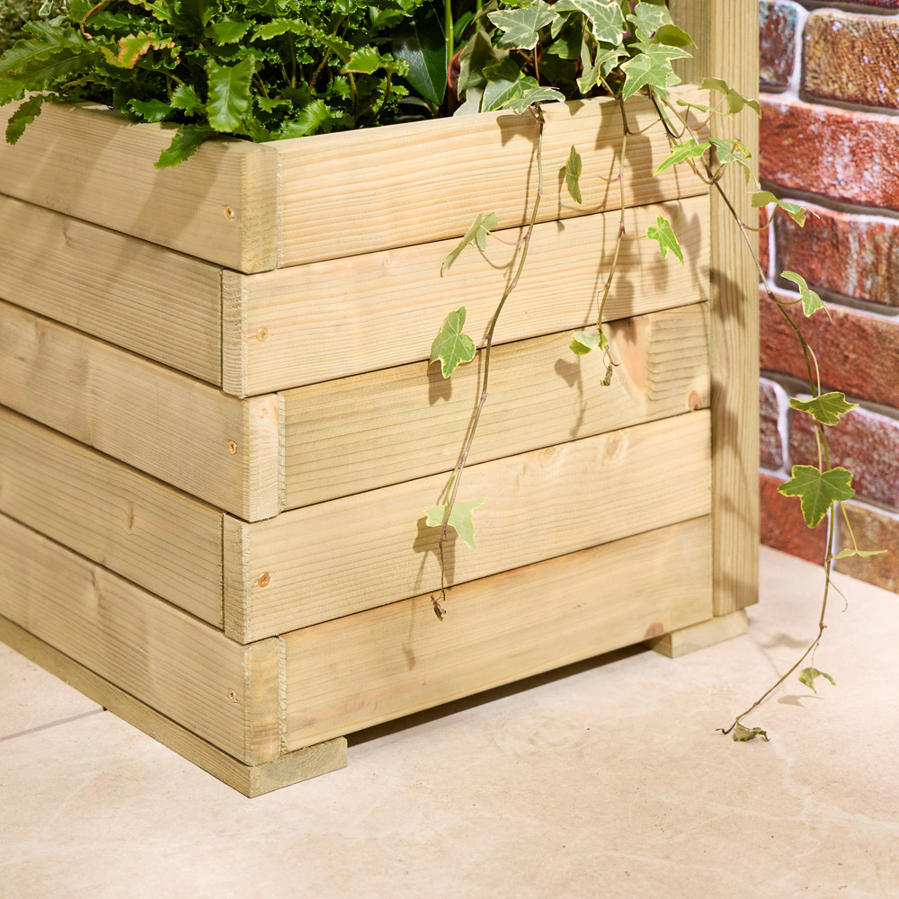 Rowlinson Natural Wooden Garden Trough Planter with Curved Lattice 148.5 x 180 x 40cm Image 4