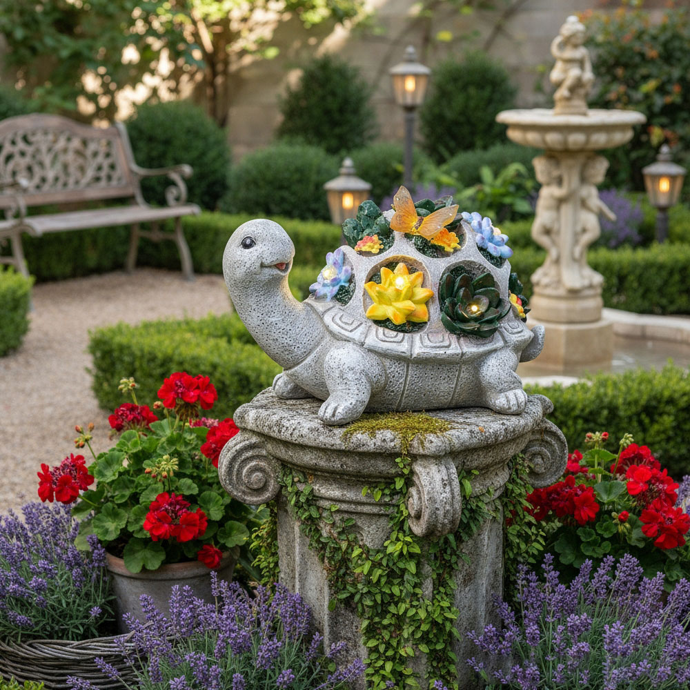 Living and Home Solar-Powered Turtle Garden Ornament Image 2