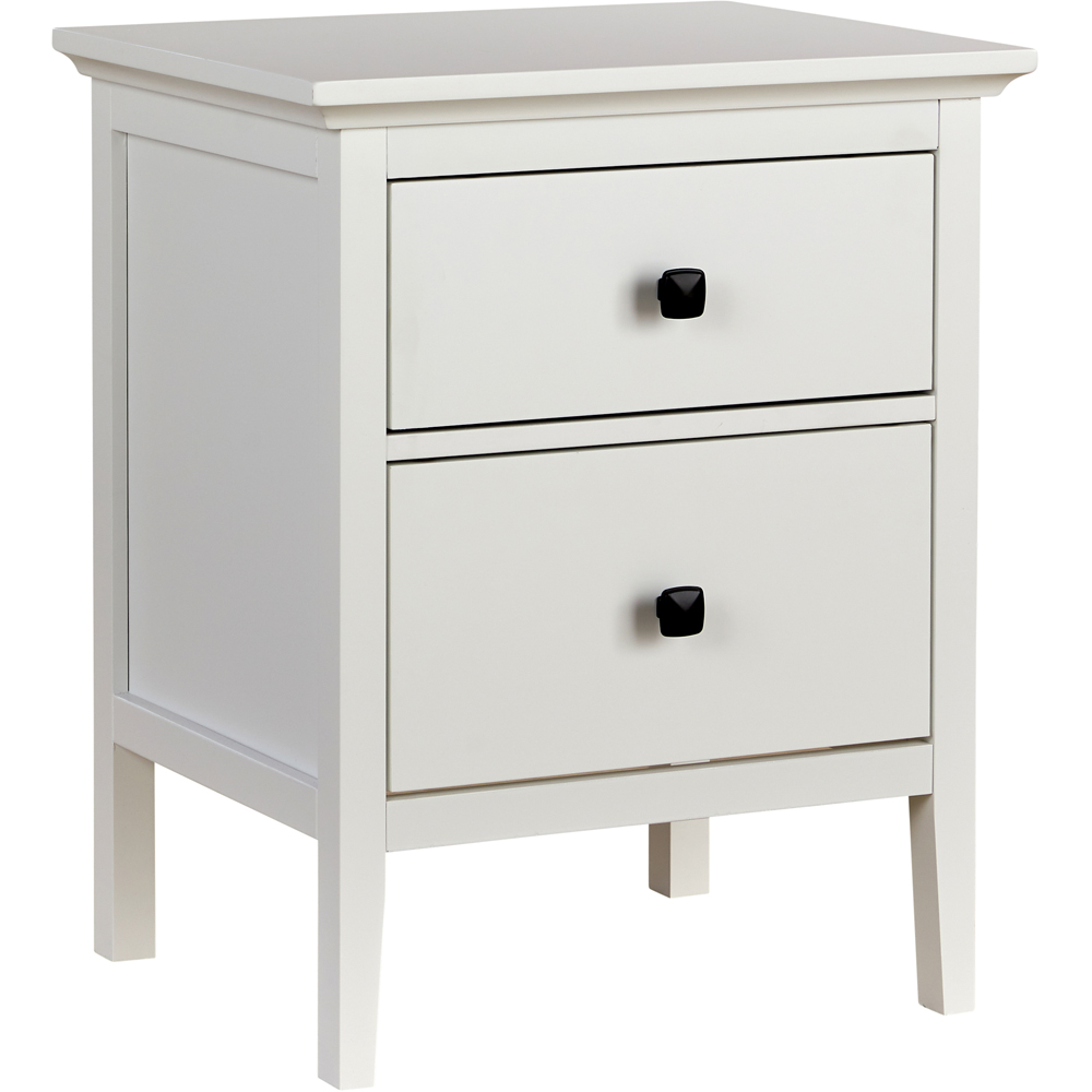 Home Source 2 Drawer White Bedside Table Image 2