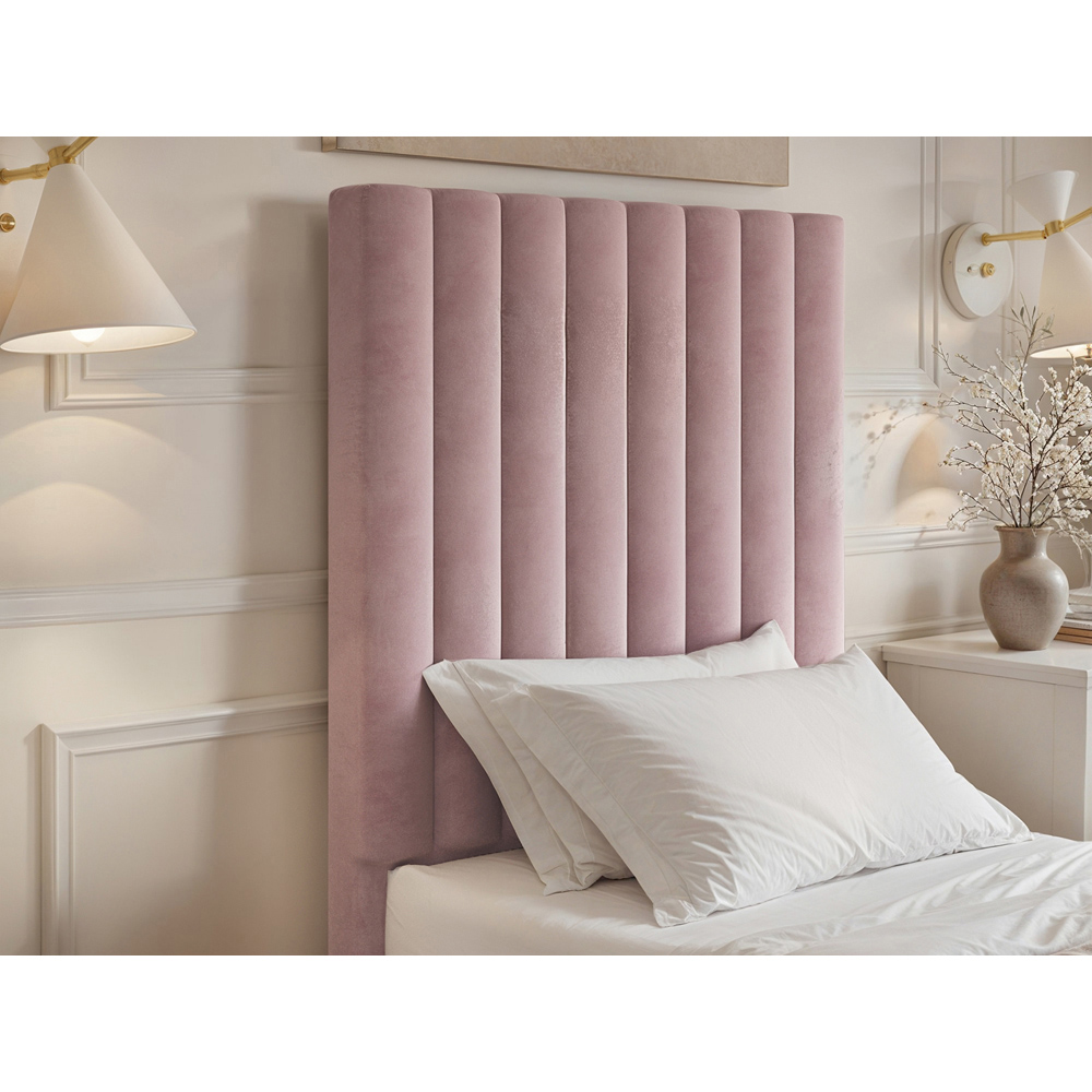 Solace+Co Everley Single Pink Velvet Ottoman Bed Image 4