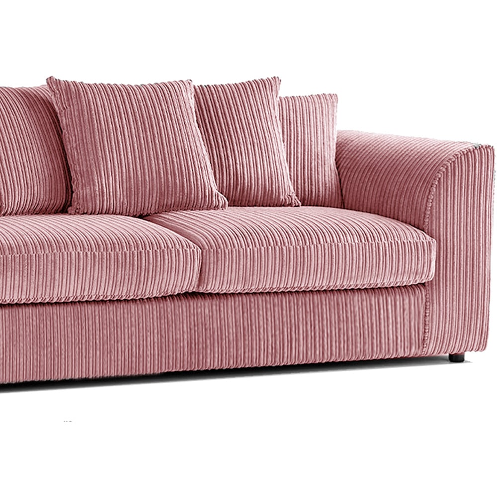 Luxor 6 Seater Pink Jumbo Cord Scatter Back Sofa Suite Image 3