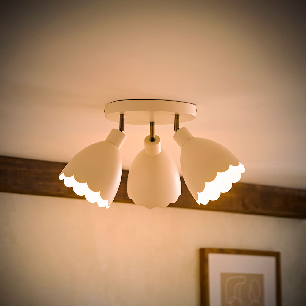 ValueLights Millie 3-Way Cream Scallop Adjustable Round Spotlight and Bulb Image 2