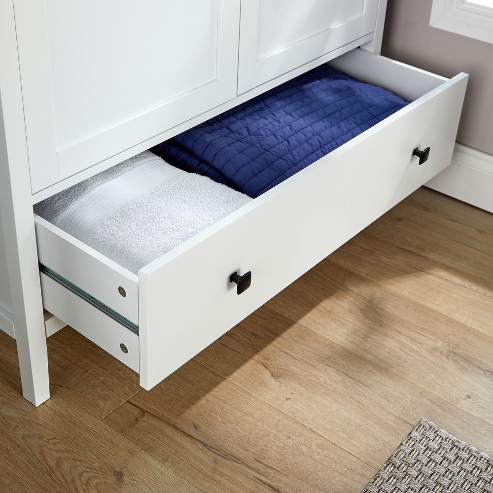 Home Source Belle Vue 2 Door Single Drawer White Wardrobe with Hanging Rail Image 6