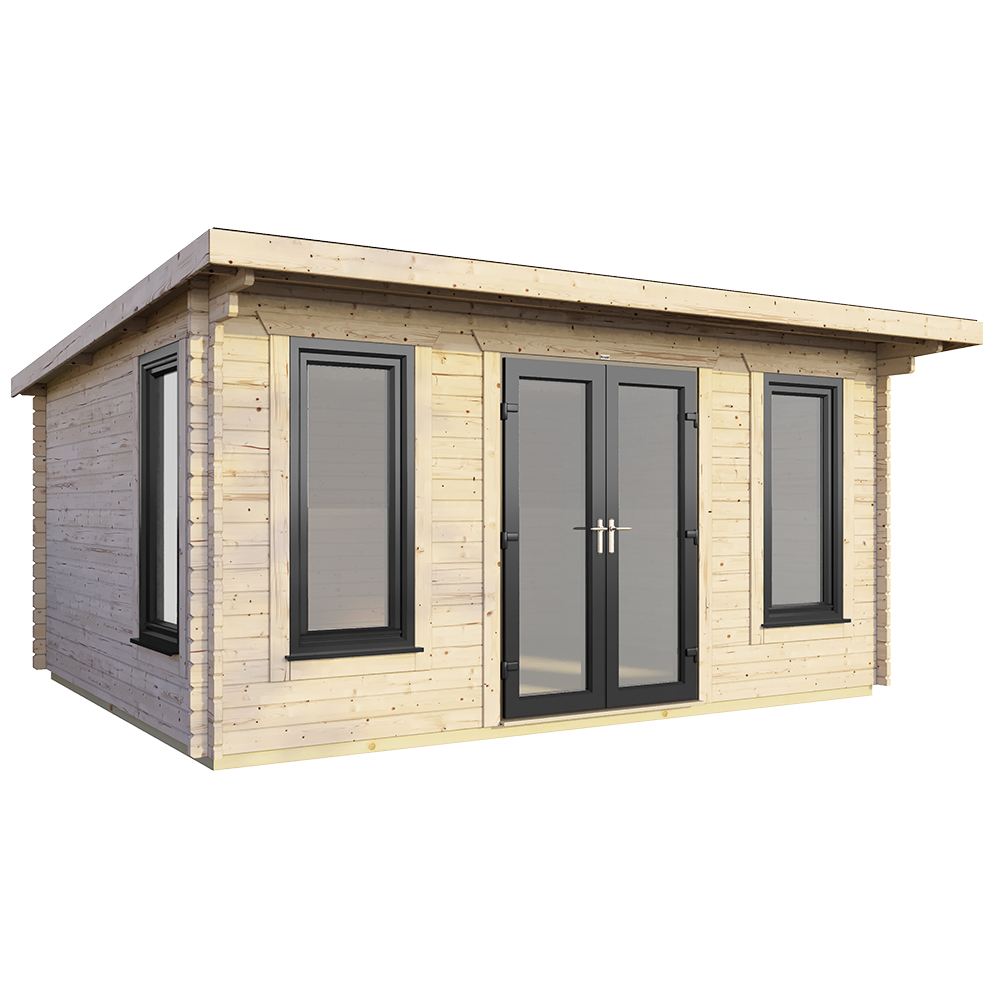 Power Sheds 16 x 10ft Centre Double Door Pent Log Cabin Image 1