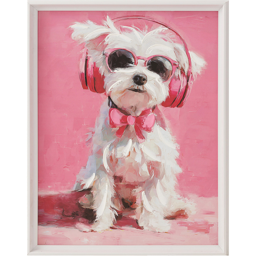 Poised Pink Maltese Dog Framed Art Image 4