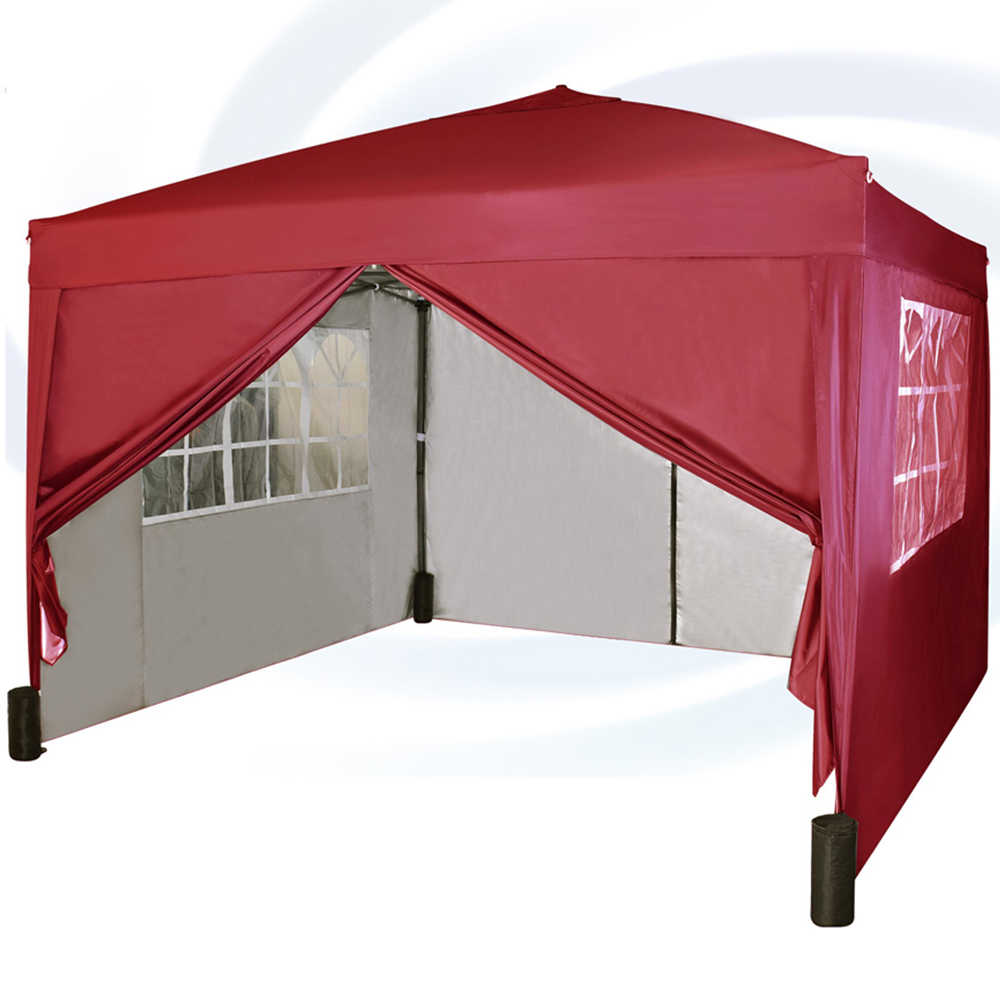 Red Pop Up Outdoor Canopy Tent with Removable Sidewalls 3 x 3m Image 2