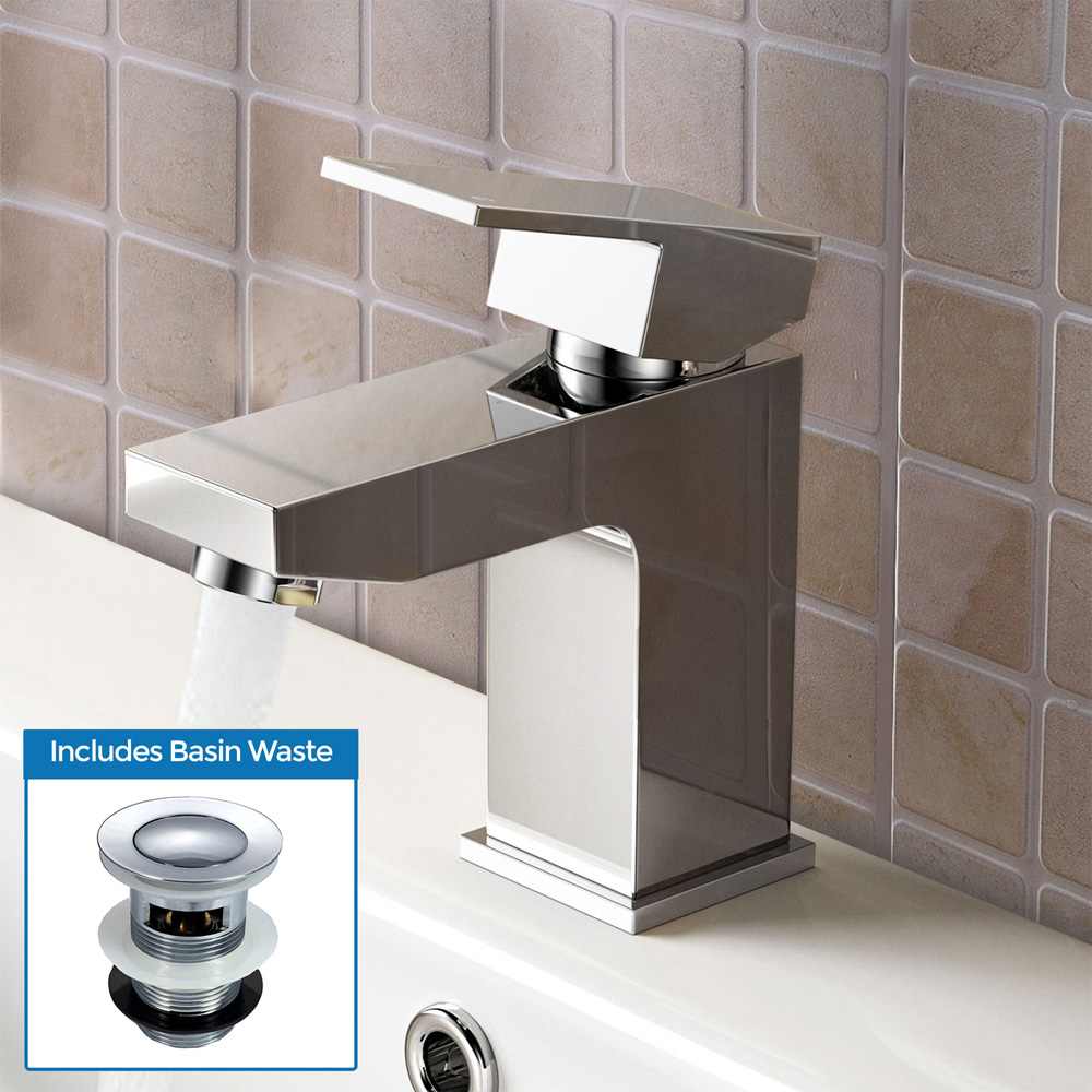 Nes Home Leon Chrome Basin Mixer Tap with Waste Image 2