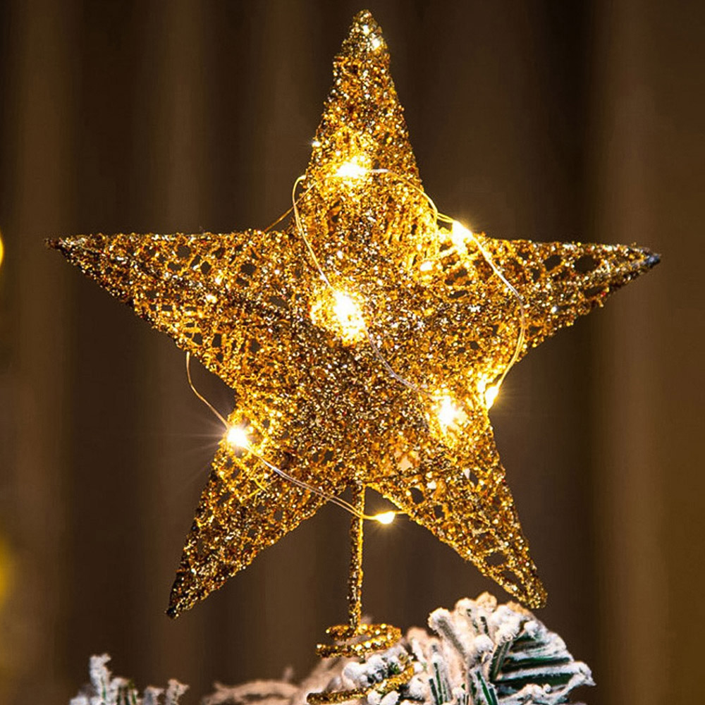 Living and Home Gold Sequins Star Christmas Tree Topper 20cm Image 7